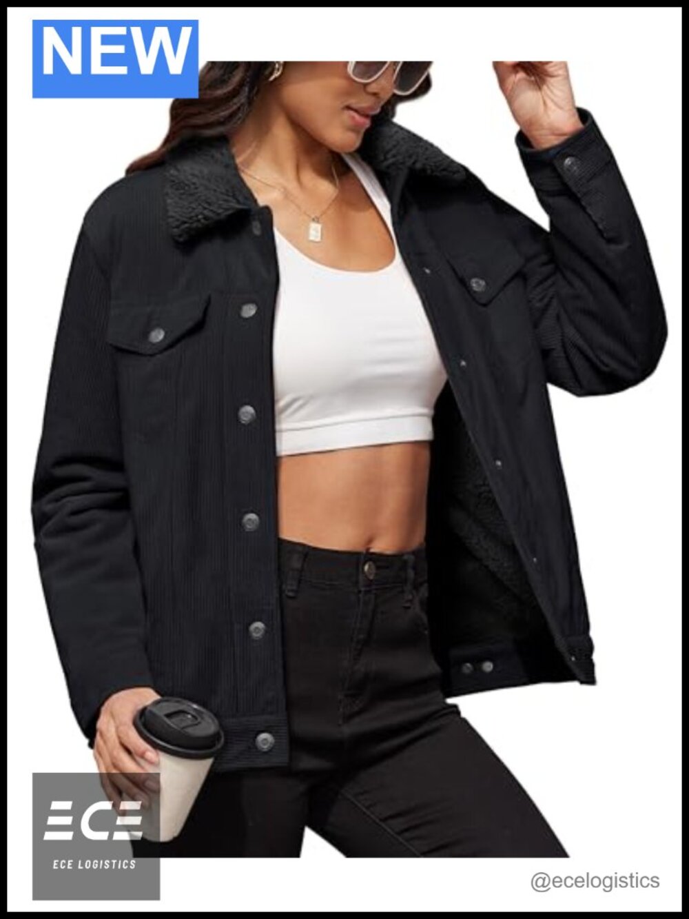 Corduroy Jacket Sherpa Fleece Lined Warm Winter Coat
